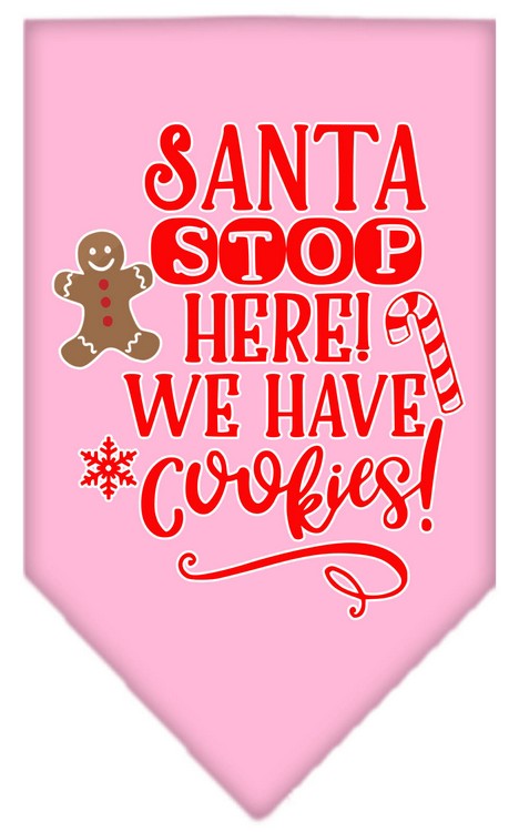 Santa, We Have Cookies Screen Print Bandana Light Pink Large